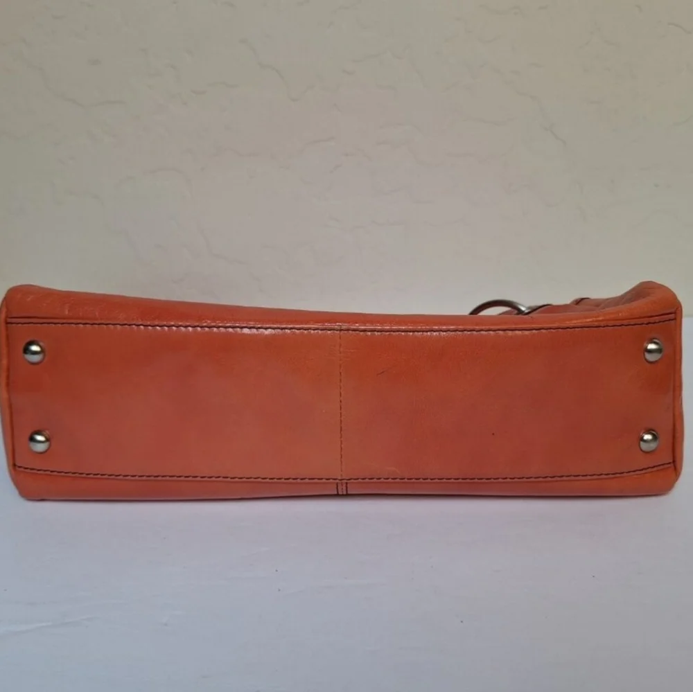 Vintage Kenneth Cole Leather Shoulder Bag Baguette Wide Strap Coral Pink